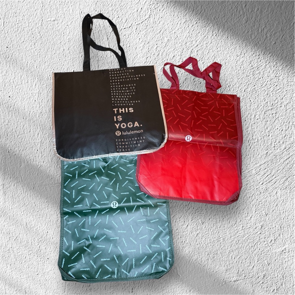 lululemon athletica Black, Red, and Green Tote Trio